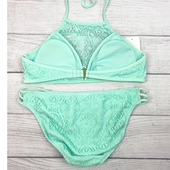 NEW Women Turquoise Sexy Two Piece Air Mesh Bikini Large - Picture 8 of 10